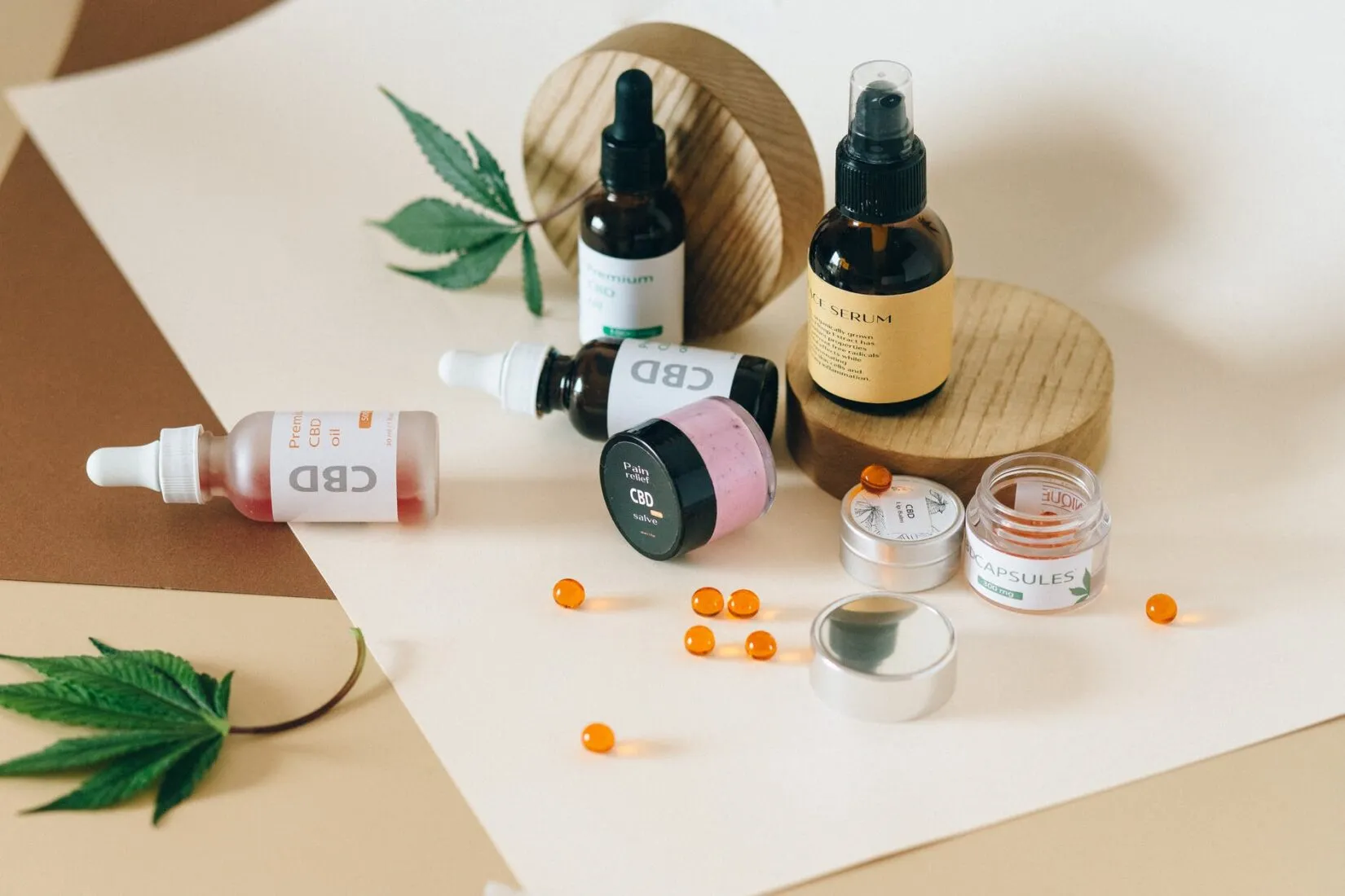 Cannabis-infused cream with a marijuana leaf